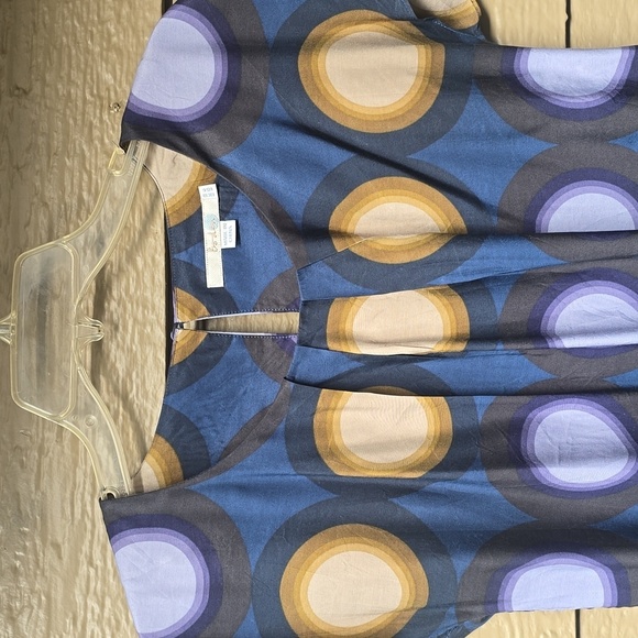 Boden Ravello Silk Blend Short Sleeve Circle Print Blouse 6 - Picture 2 of 8
